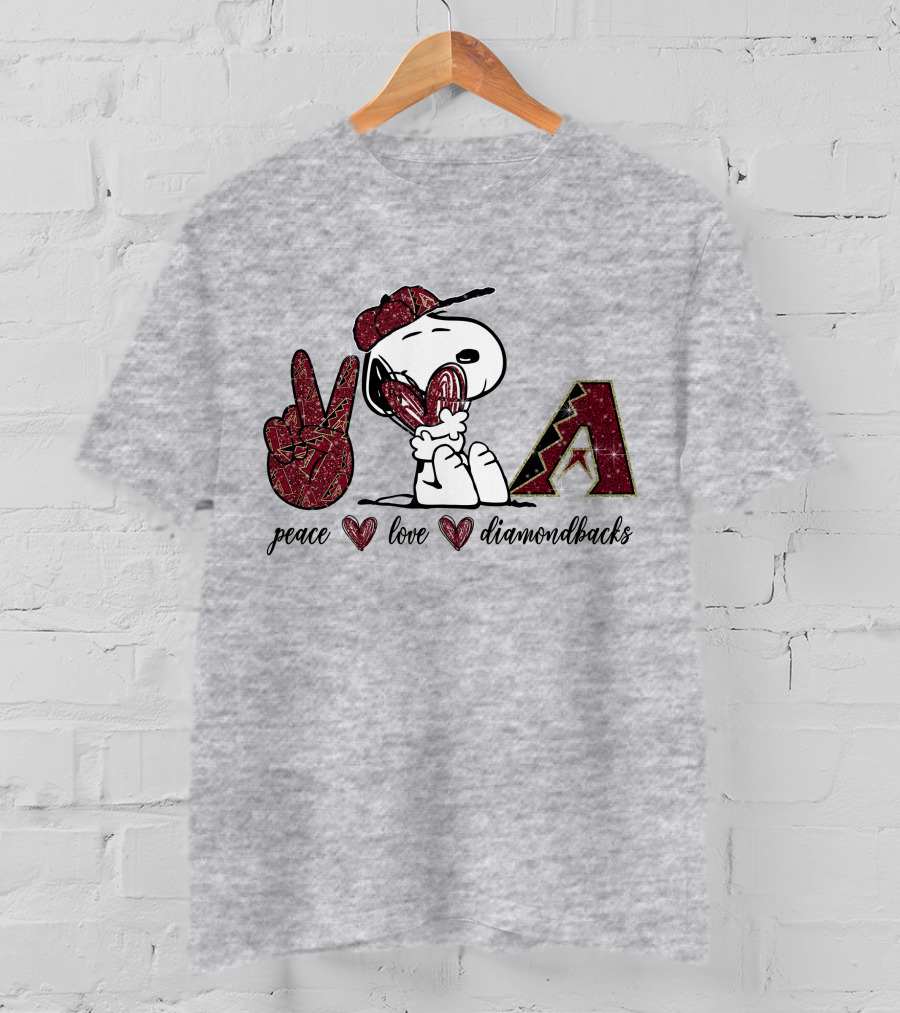 Peace Love Diamondbacks Snoopy Baseball Fan T-Shirt