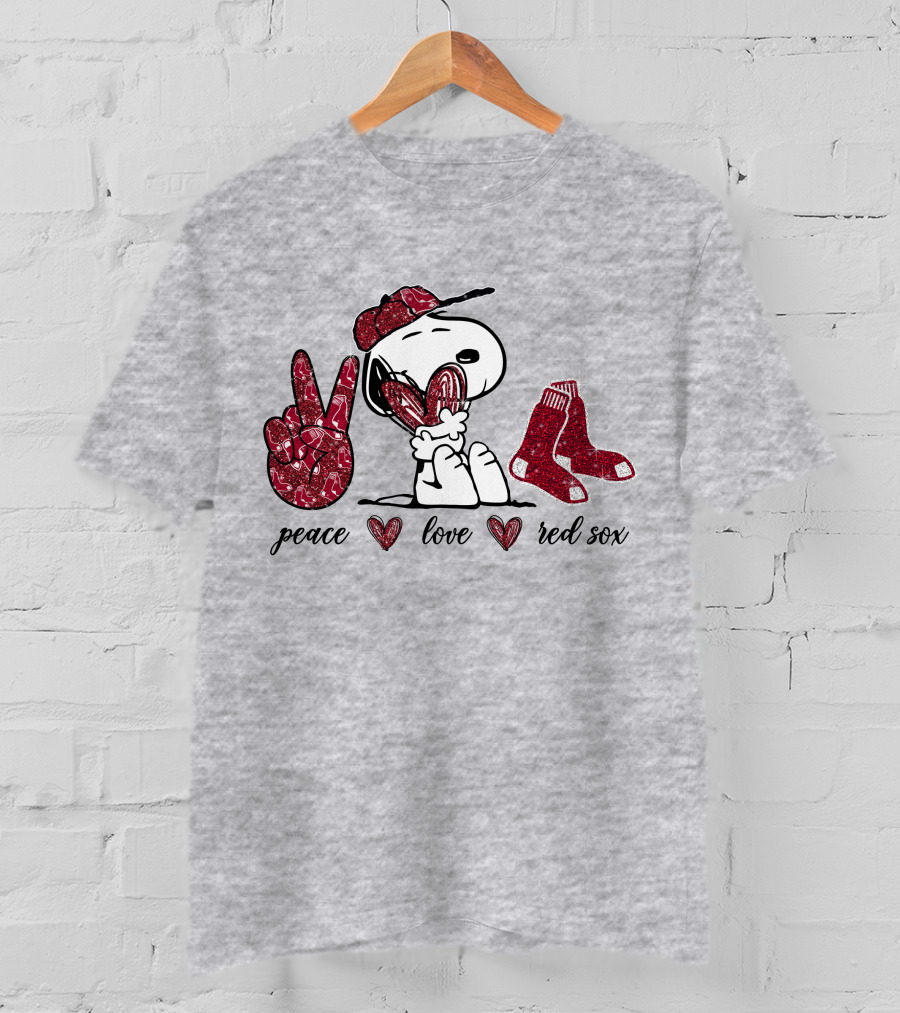 Peace Love Snoopy Boston Red Sox T-Shirt