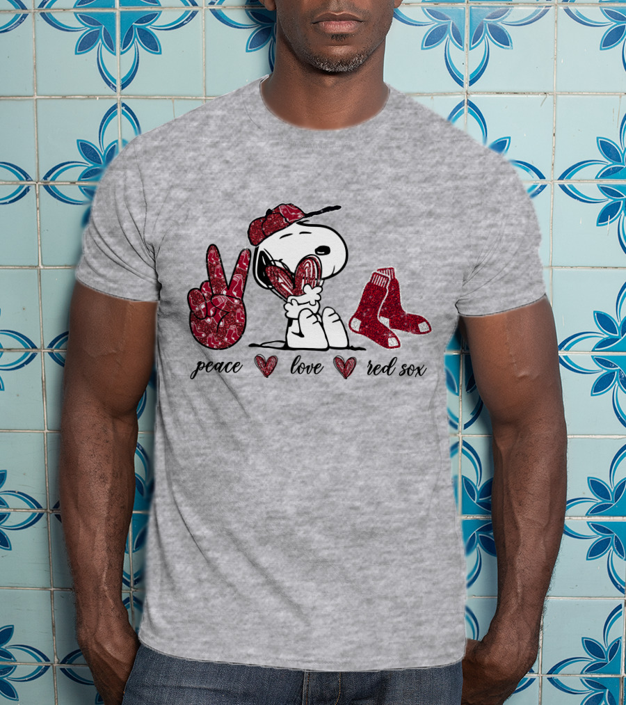 Peace Love Snoopy Boston Red Sox T-Shirt