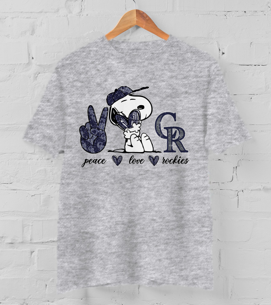 Peace Love Snoopy Colorado Rockies CR T-Shirt