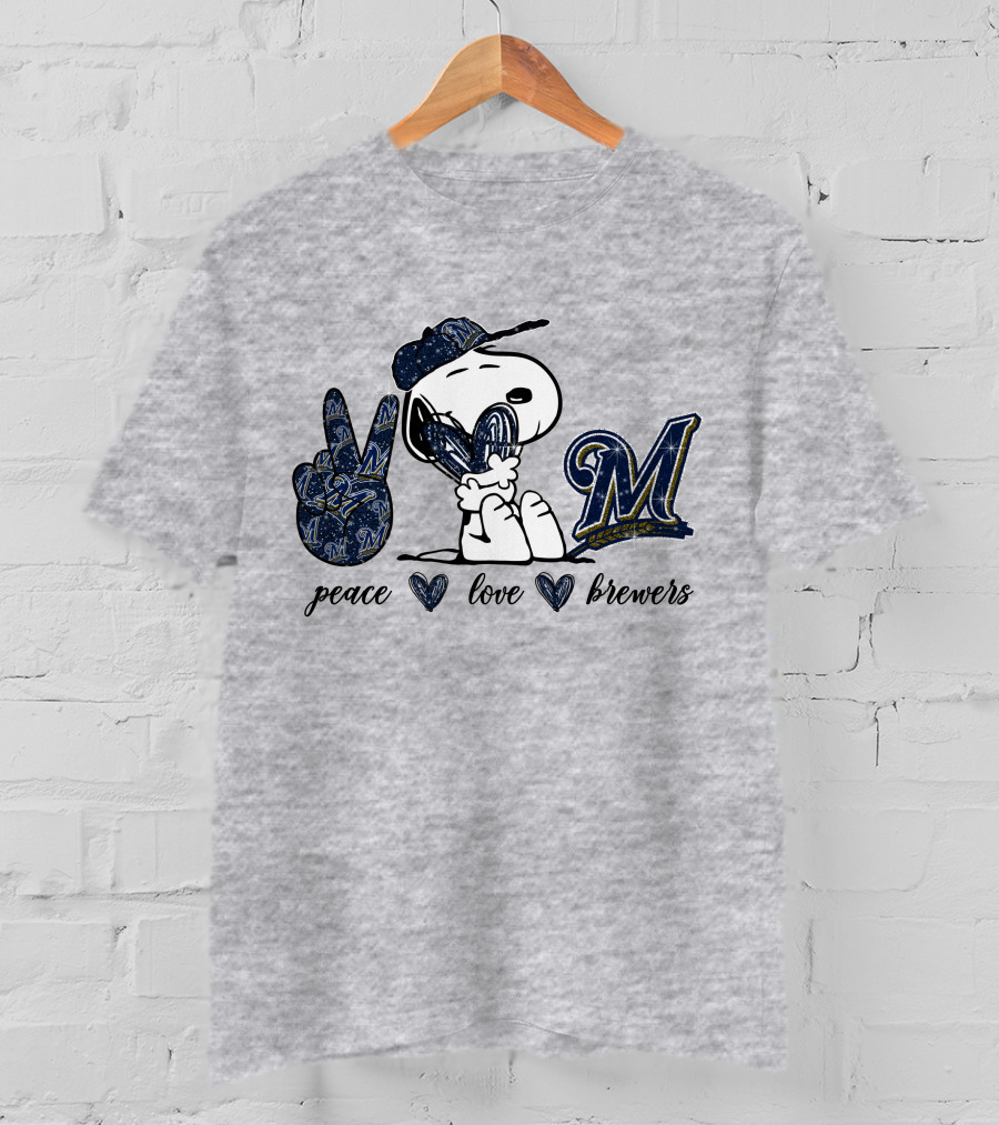 Peace Heart Love Milwaukee Brewers T-Shirt