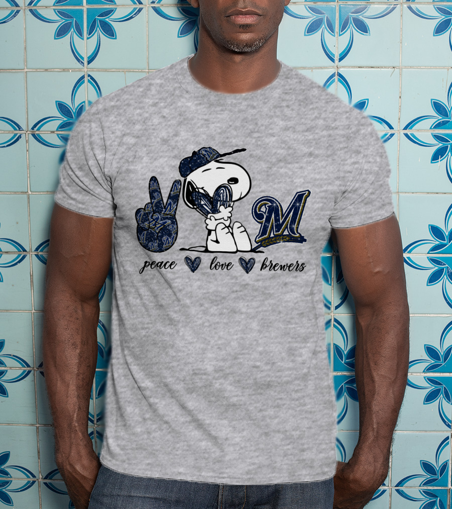 Peace Heart Love Milwaukee Brewers T-Shirt