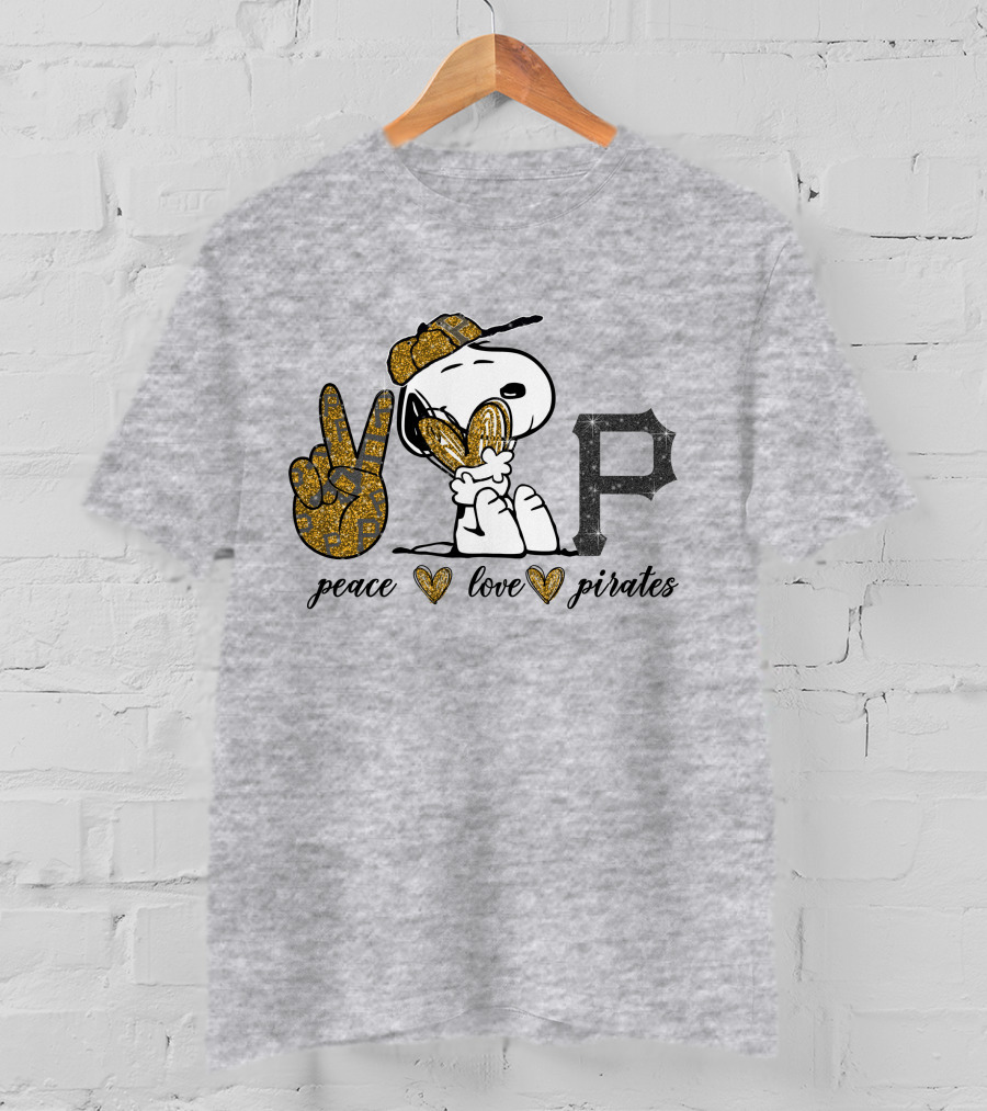 Peace Love Pittsburgh Pirates Snoopy Baseball Fan T-Shirt