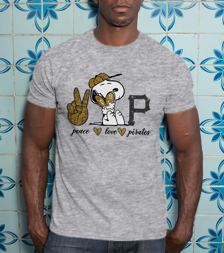Peace Love Pittsburgh Pirates Snoopy Baseball Fan T-Shirt