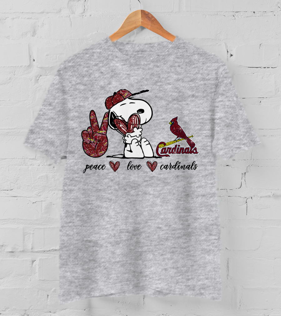 Peace Love Cardinals Snoopy St Louis Baseball T-Shirt
