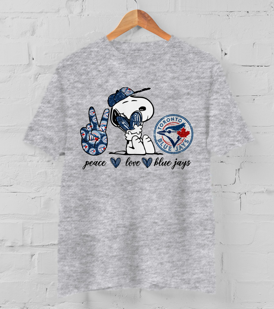 Peace Love Blue Jays Toronto Baseball Snoopy T-Shirt