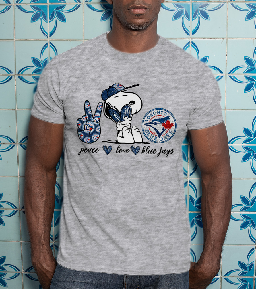 Peace Love Blue Jays Toronto Baseball Snoopy T-Shirt
