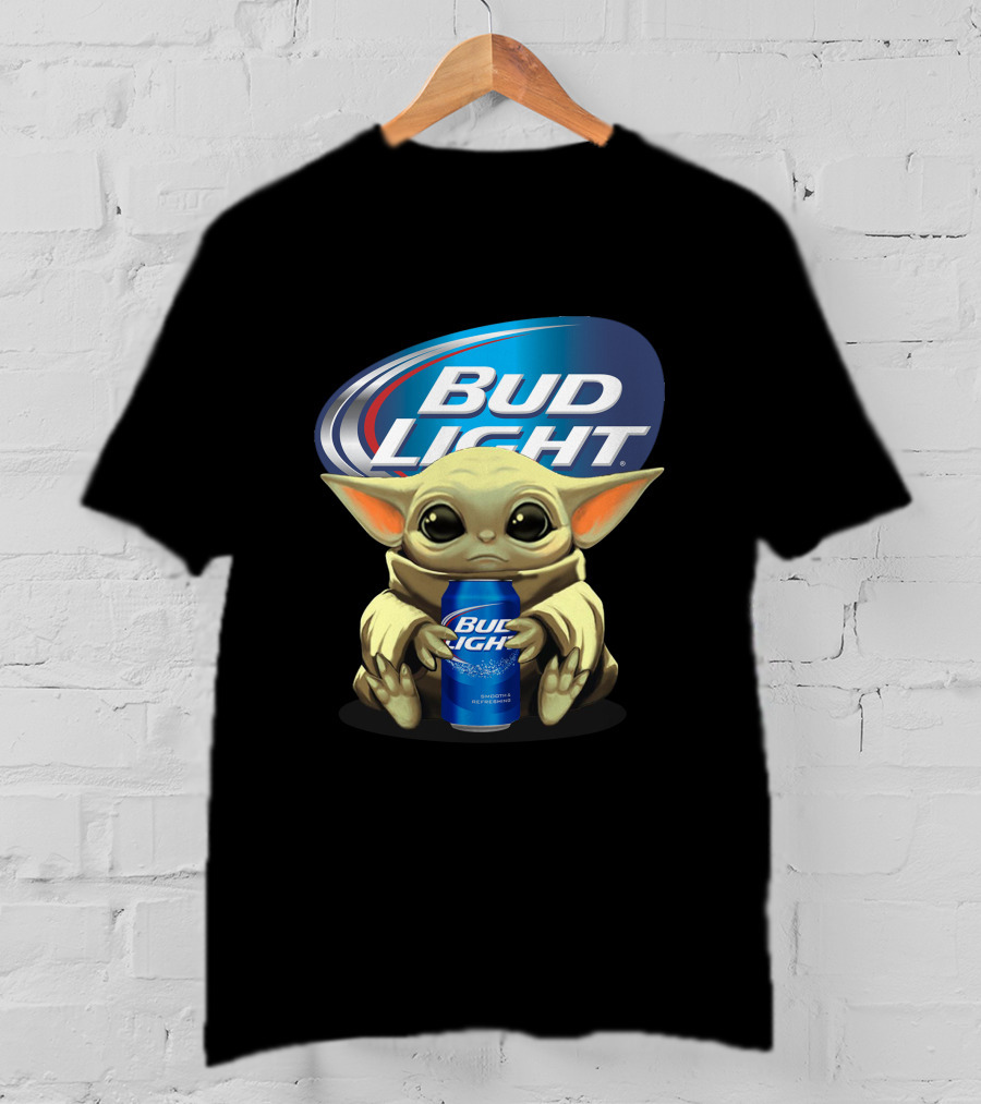 Yoda Baby Holding Bud Light Can With Bud Light T-Shirt