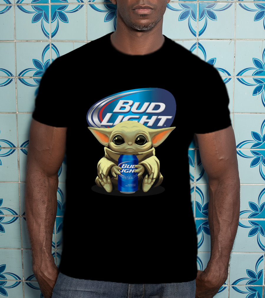 Yoda Baby Holding Bud Light Can With Bud Light T-Shirt