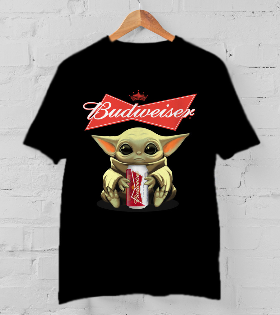 Budweiser Baby Yoda Holding Beer Can T-Shirt