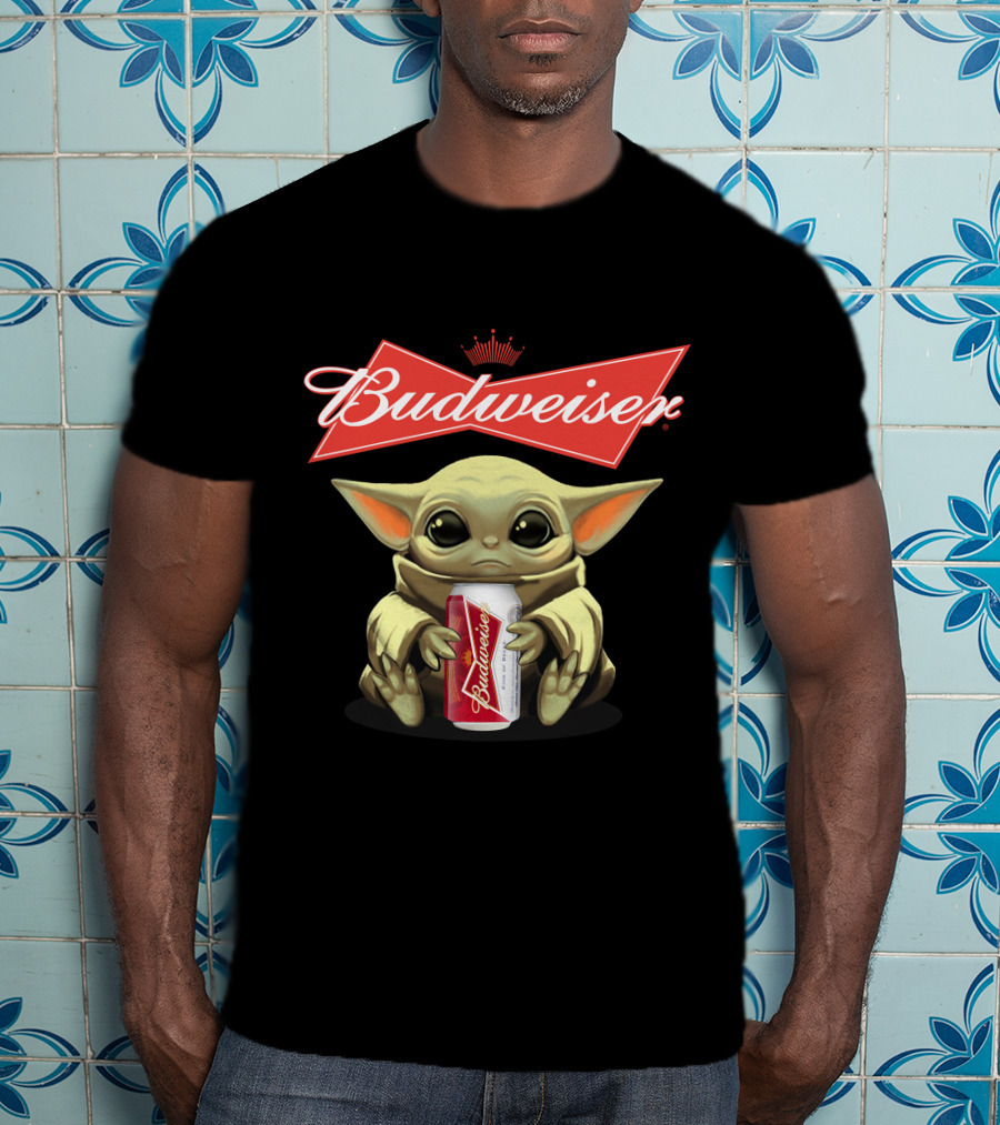 Budweiser Baby Yoda Holding Beer Can T-Shirt