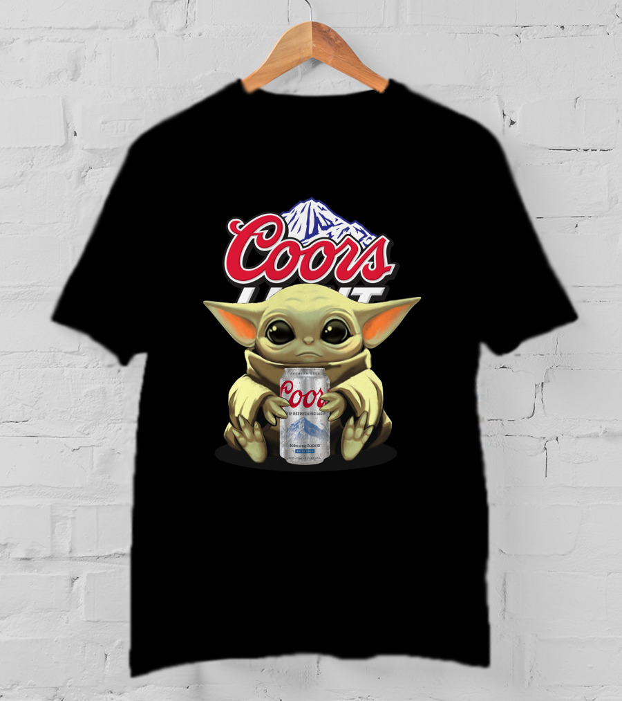 Coors Light Baby Yoda Character Holding Beer Can T-Shirt