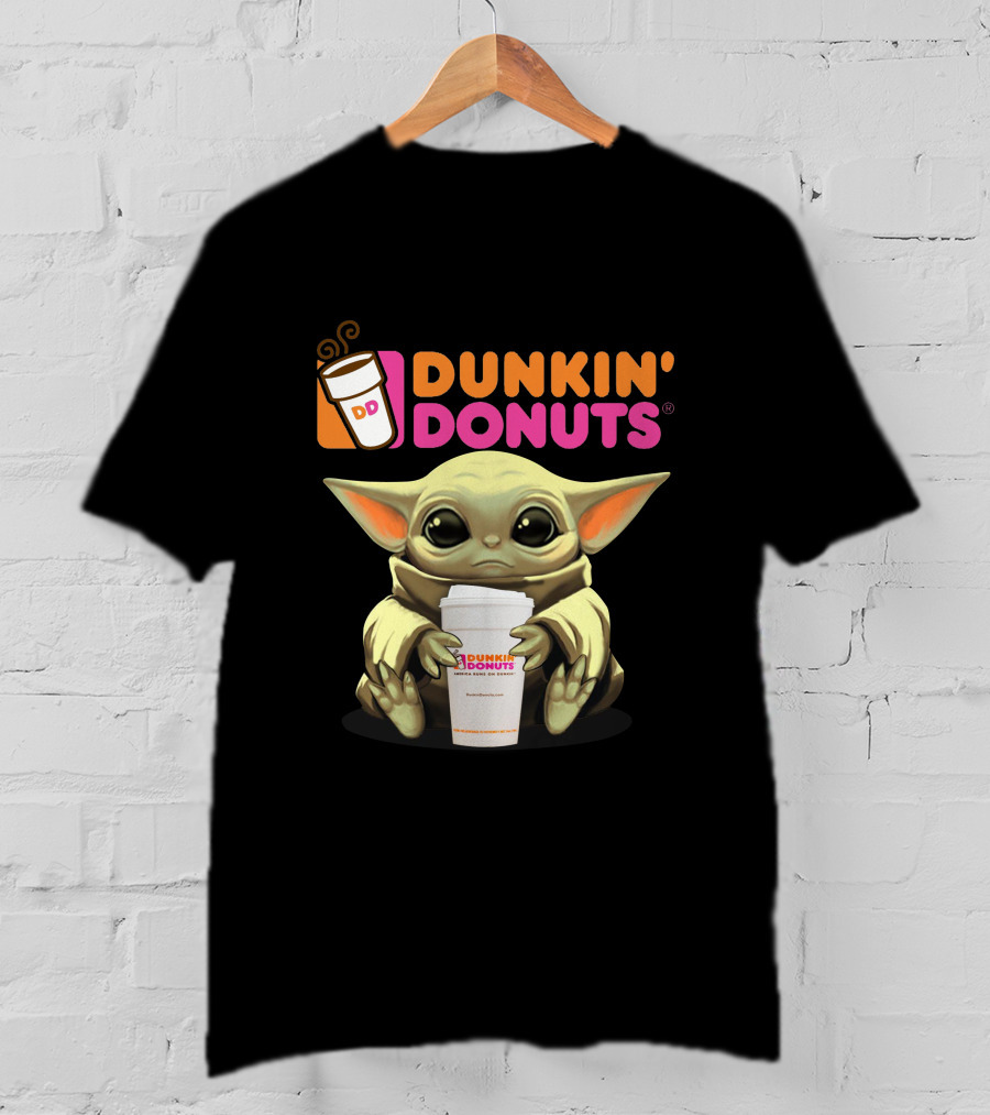 Dunkin Donuts Yoda Holding Coffee Cup T-Shirt
