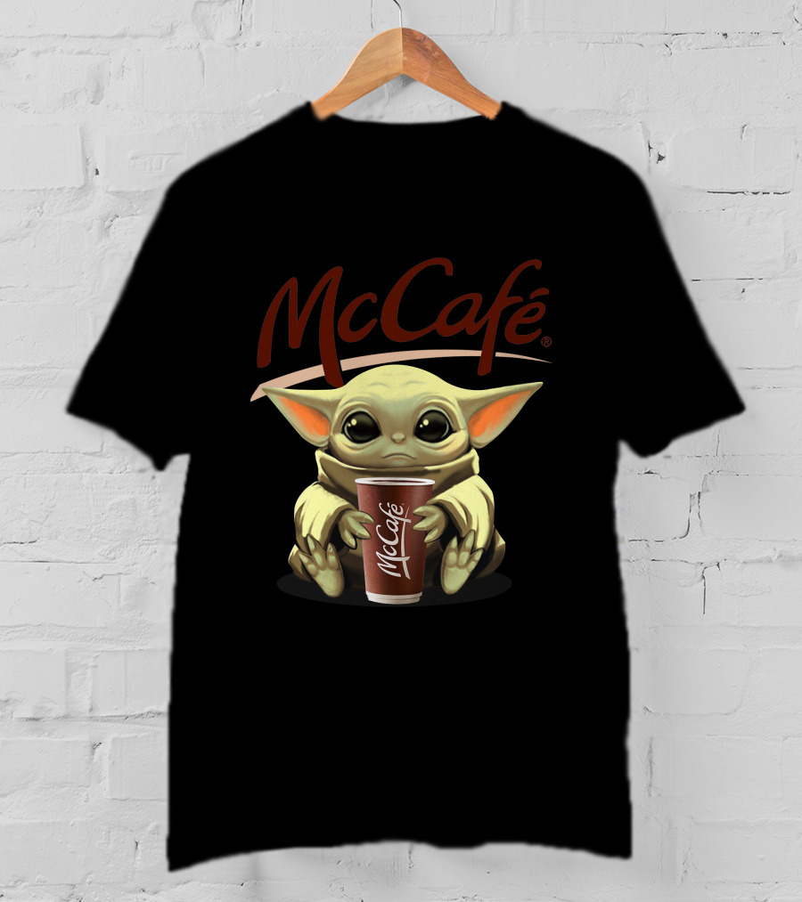 Yoda McCafe McDonald's Baby Yoda Holding Coffee McCafe Cup T-Shirt