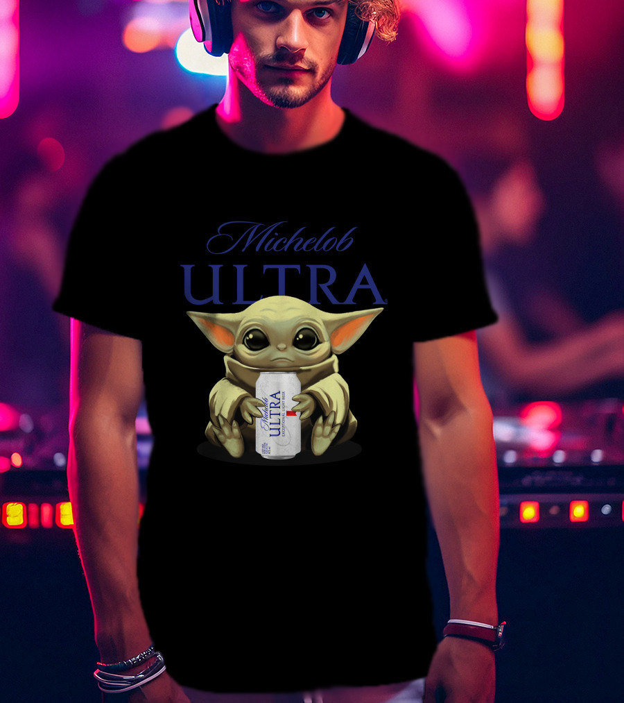 Michelob ULTRA Baby Yoda Holding Beer Can T-Shirt