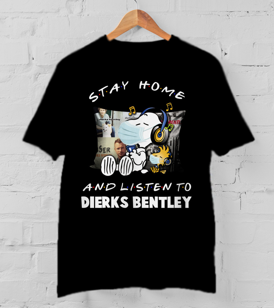 Stay Home And Listen To Dierks Bentley Snoopy Music Pillow T-Shirt