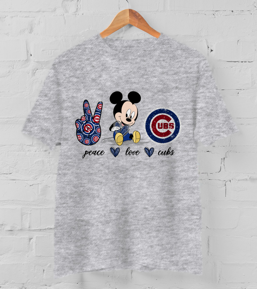 Mickey Mouse Peace Love Cubs T-Shirt