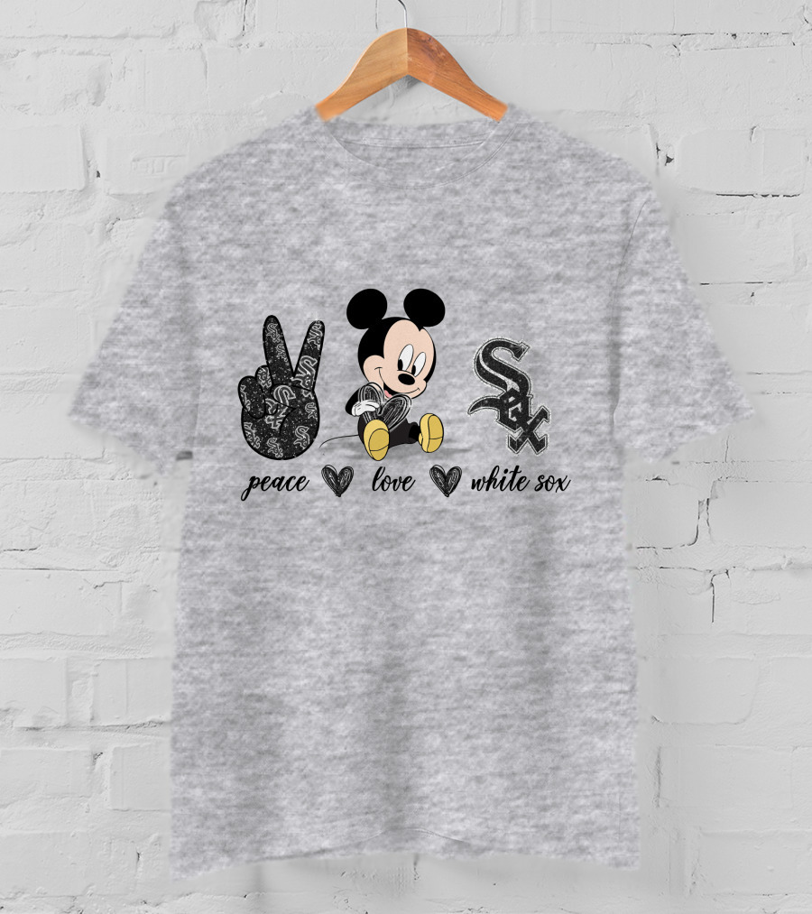 Peace Love Mickey Mouse Chicago White Sox T-Shirt