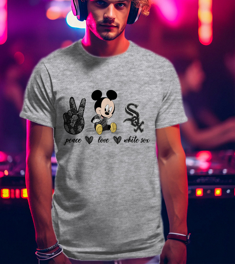 Peace Love Mickey Mouse Chicago White Sox T-Shirt