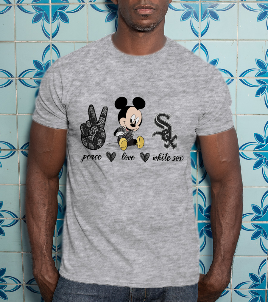 Peace Love Mickey Mouse Chicago White Sox T-Shirt