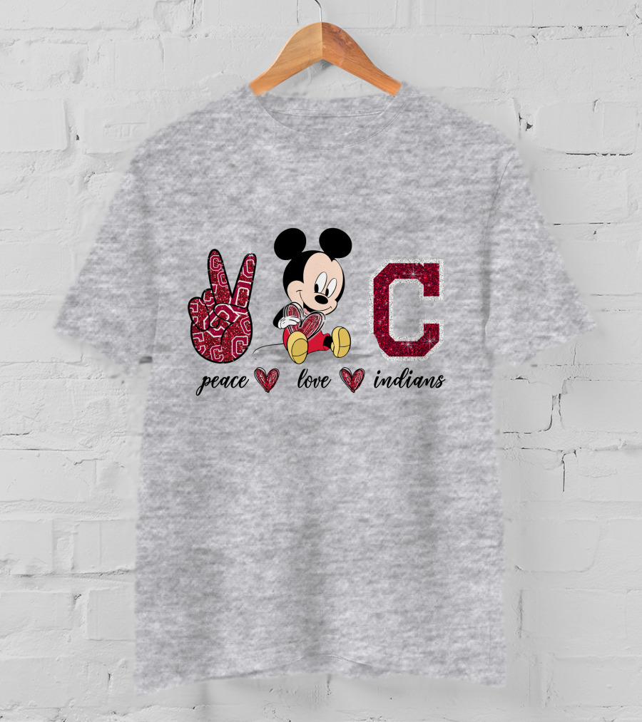 Peace Love Indians Mickey Mouse Cleveland T-Shirt