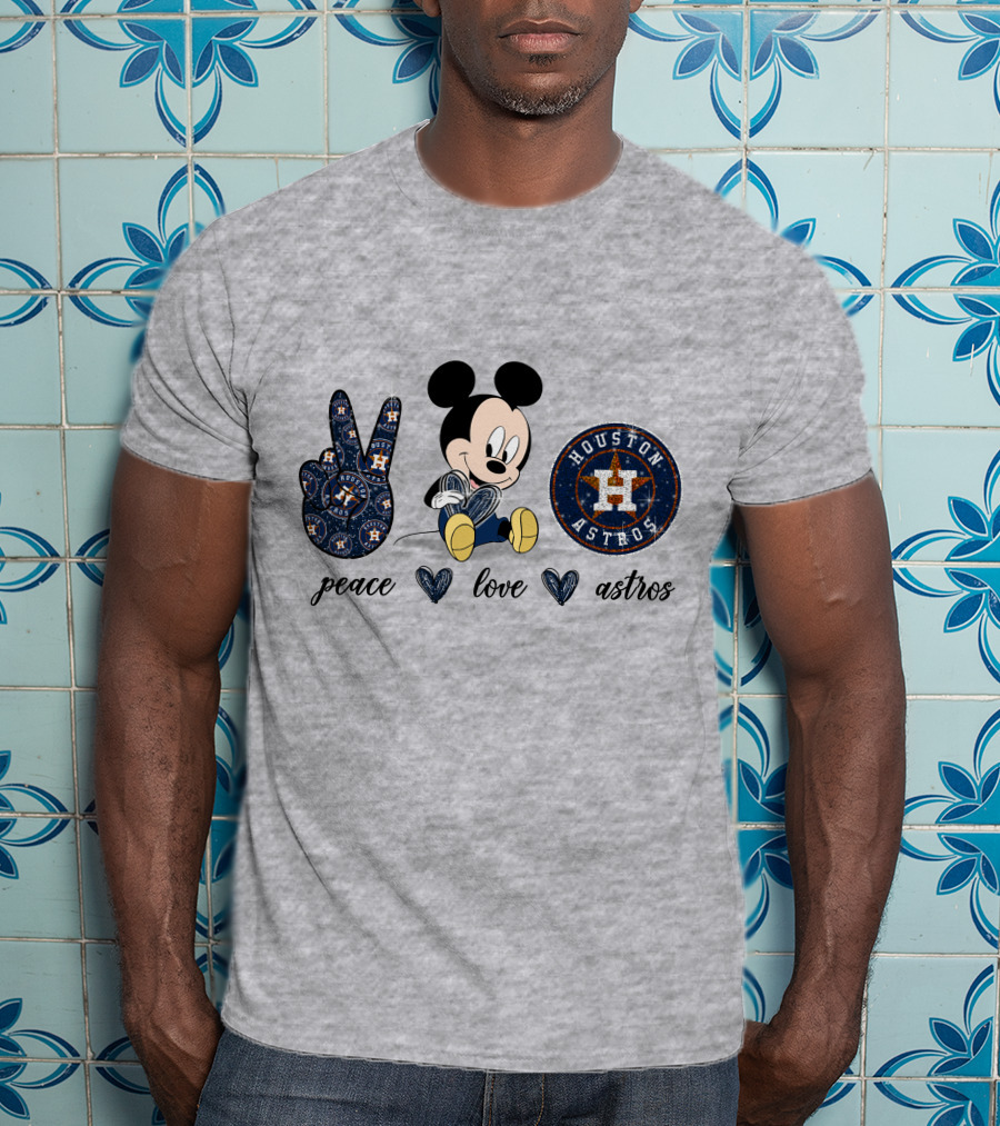 Peace Love Houston Astros Mickey Mouse T-Shirt