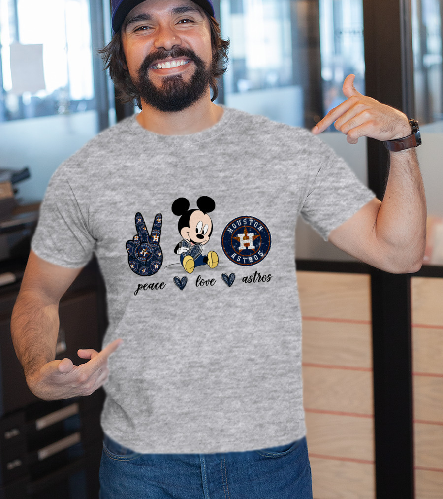 Peace Love Houston Astros Mickey Mouse T-Shirt