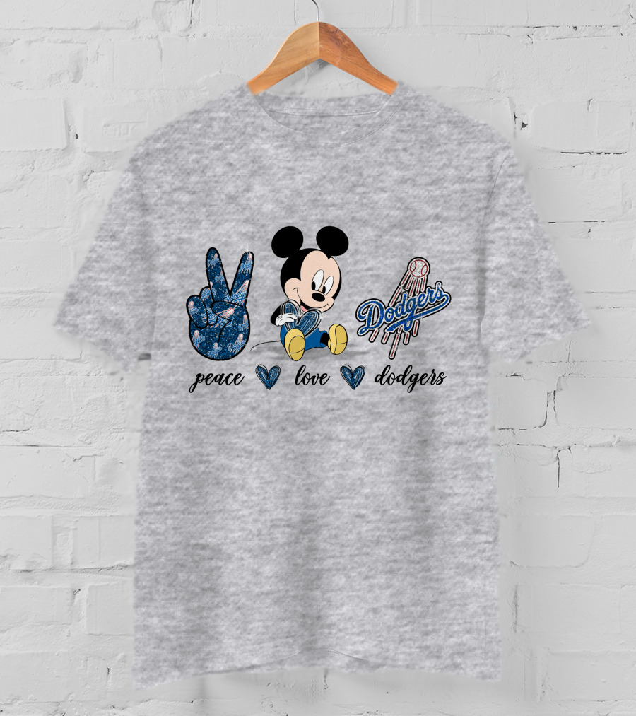 Peace Love Dodgers Mickey Mouse T-Shirt