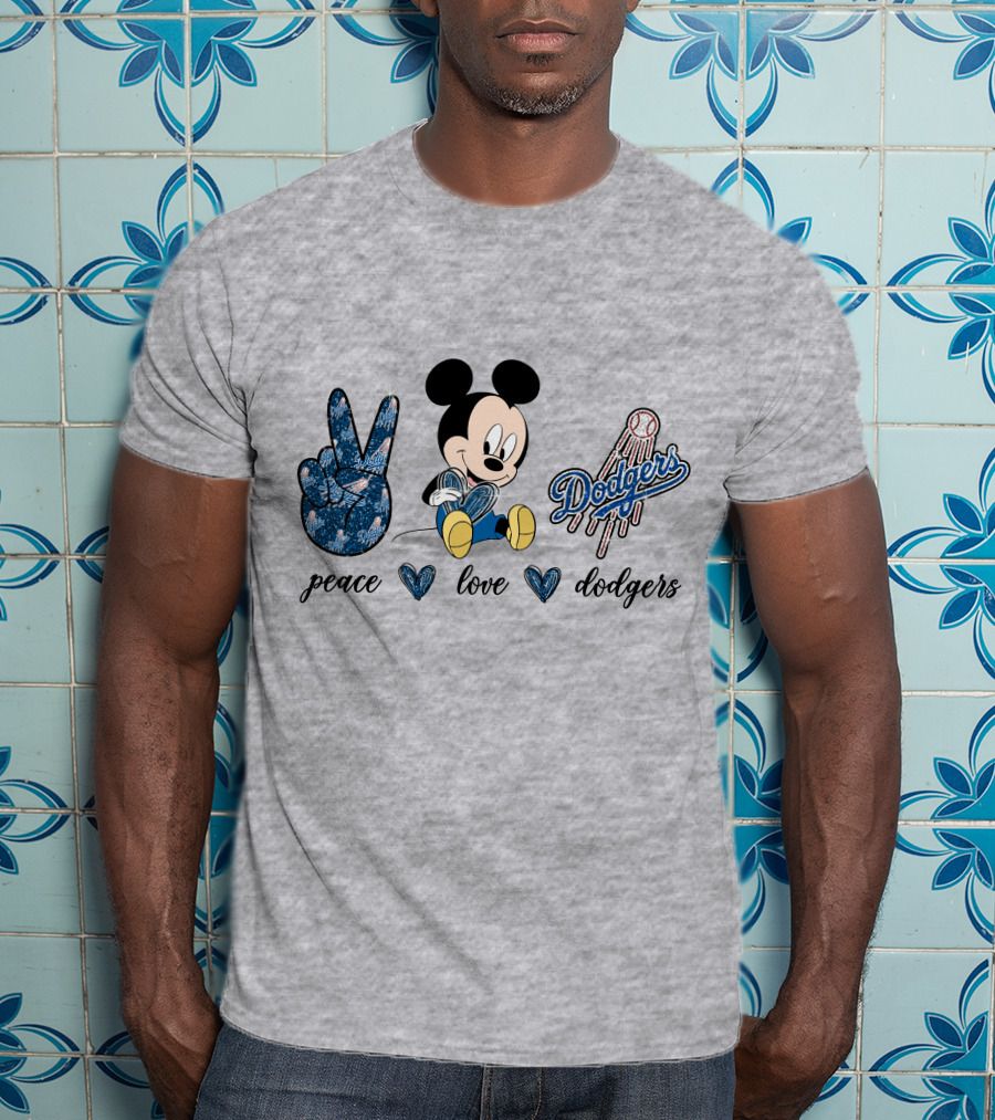 Peace Love Dodgers Mickey Mouse T-Shirt
