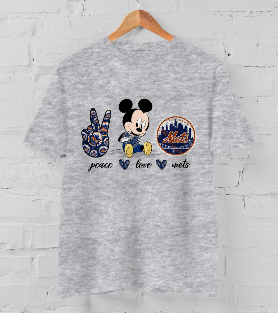 Peace Love Mickey Mouse New York Mets T-Shirt