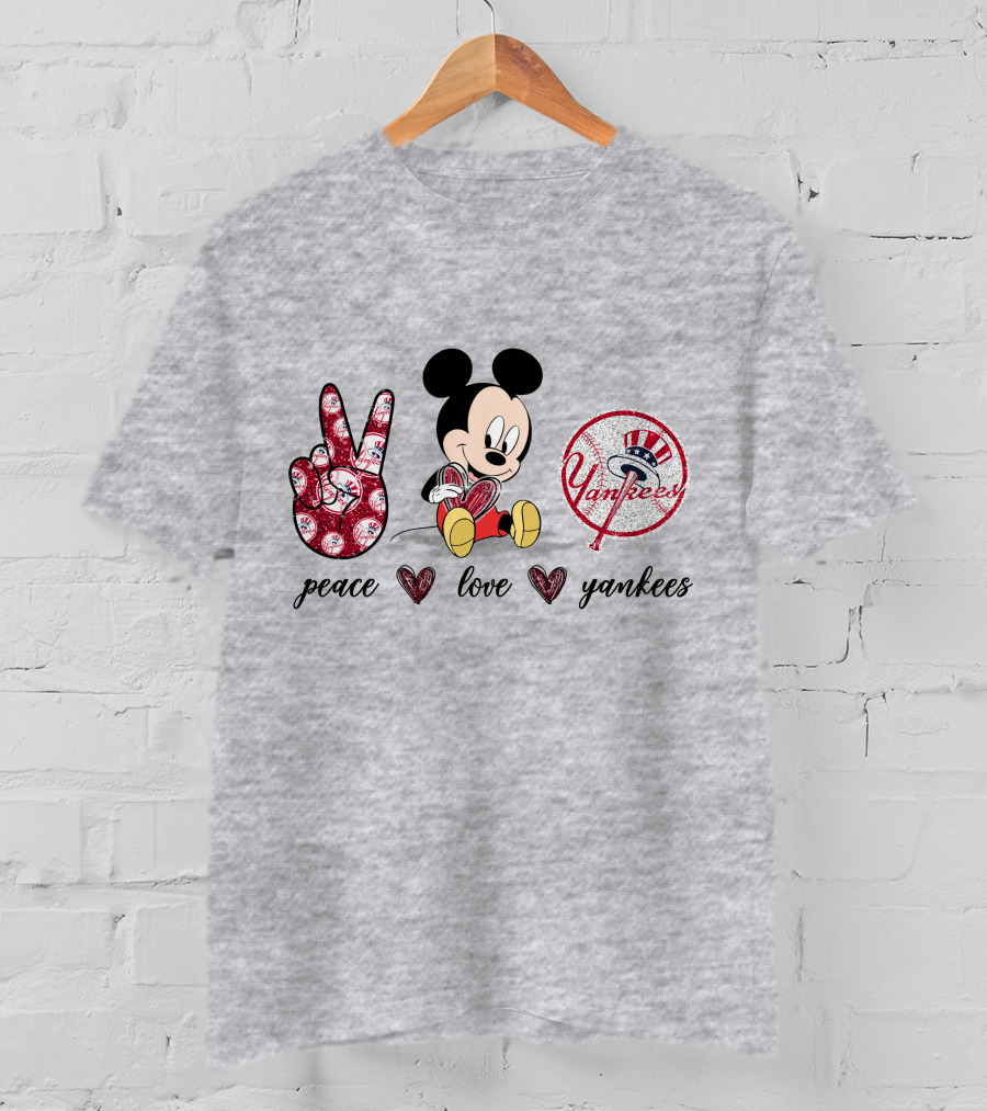 Peace Love Yankees Mickey Mouse T-Shirt