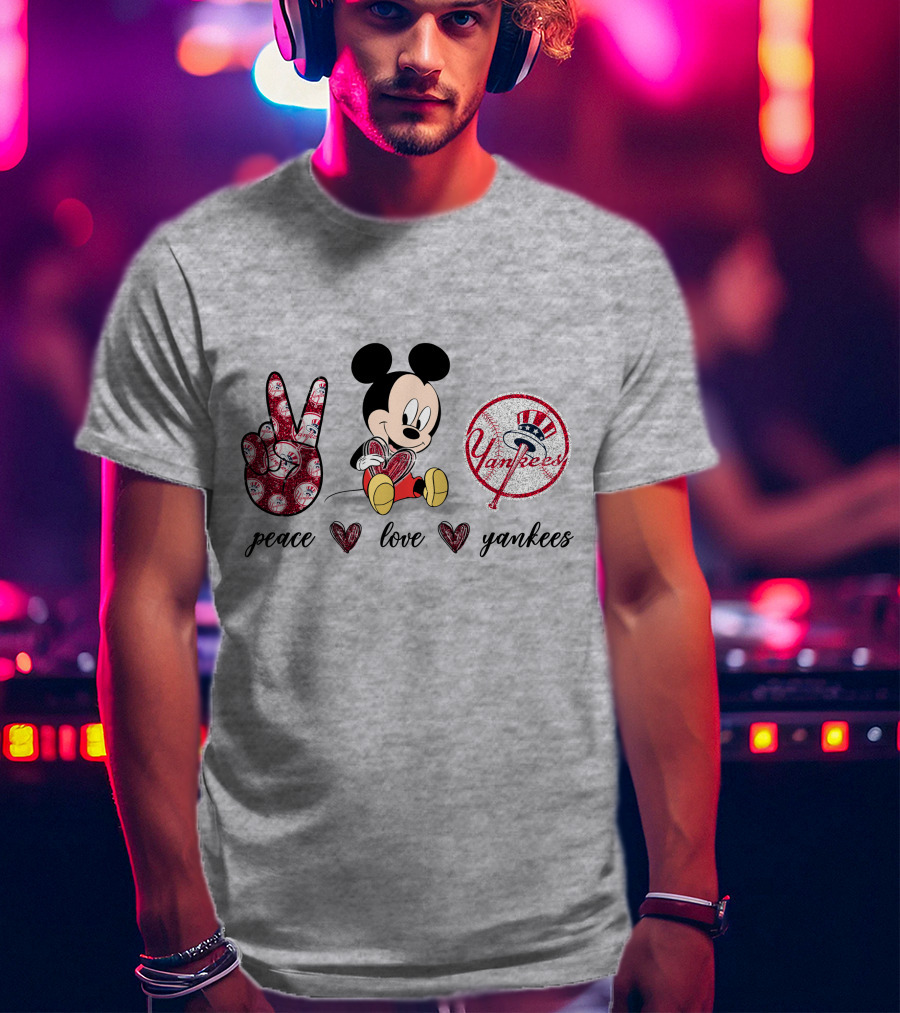 Peace Love Yankees Mickey Mouse T-Shirt