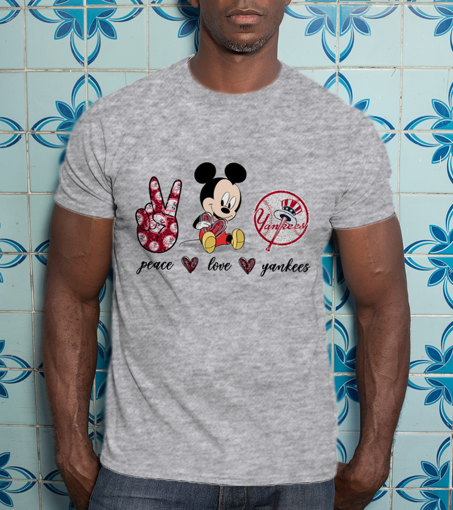 Peace Love Yankees Mickey Mouse T-Shirt