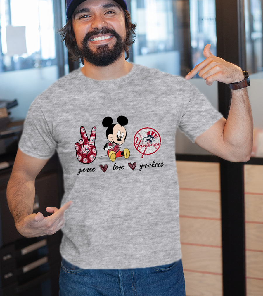 Peace Love Yankees Mickey Mouse T-Shirt