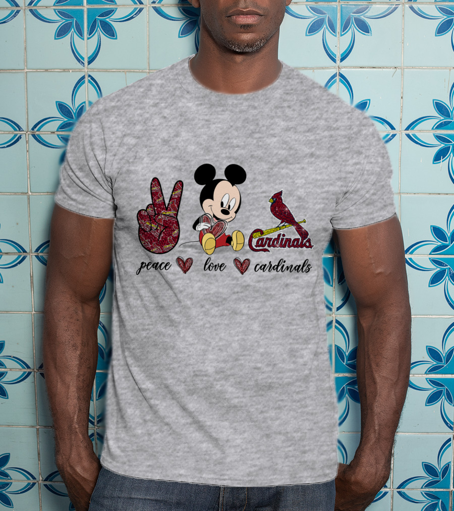 Peace Love Mickey Mouse St Louis Cardinals T-Shirt