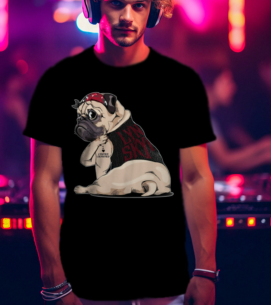 I Lynyrd Skynyrd Pug Bandana Tattoo Fan T-Shirt