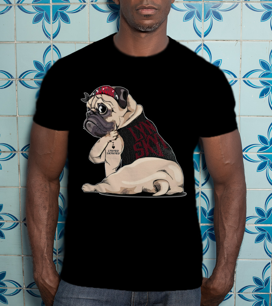 I Lynyrd Skynyrd Pug Bandana Tattoo Fan T-Shirt