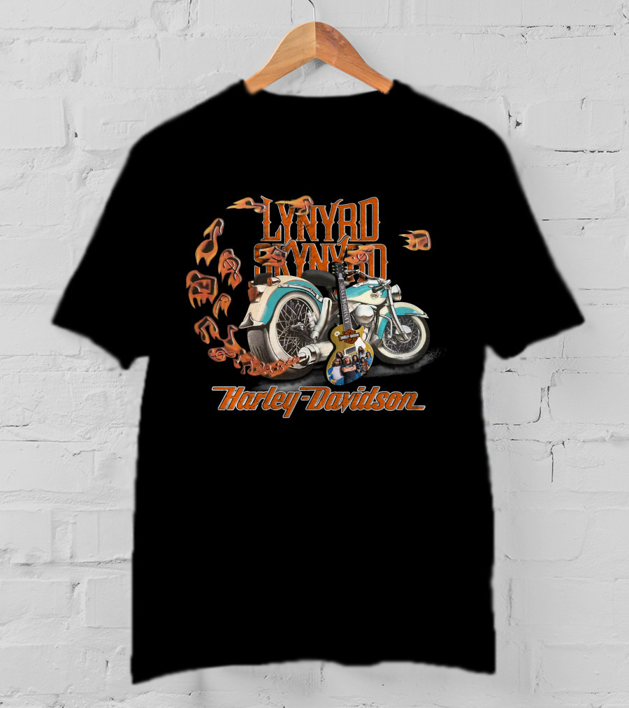 Lynyrd Skynyrd Harley Davidson Vintage Motorcycle And Guitar T-Shirt