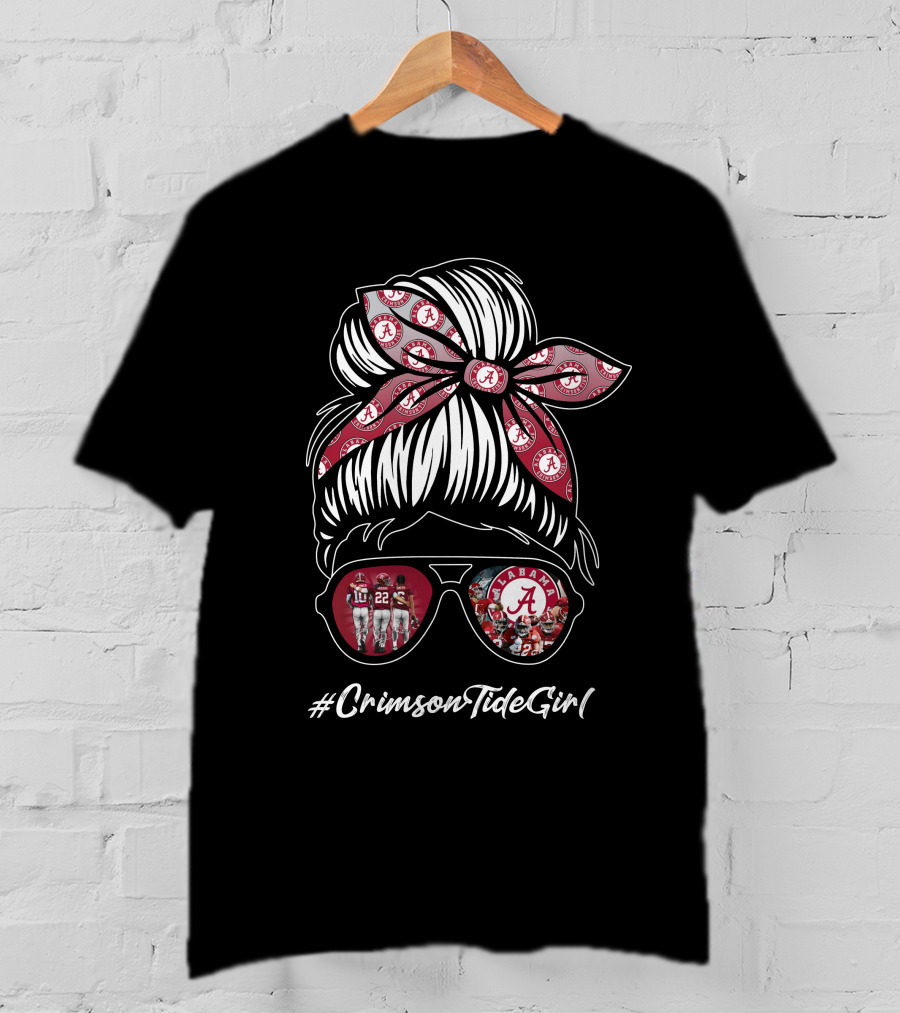 #Crimsontidegirl Alabama Football Fans Logo Bow Sunglasses T-Shirt