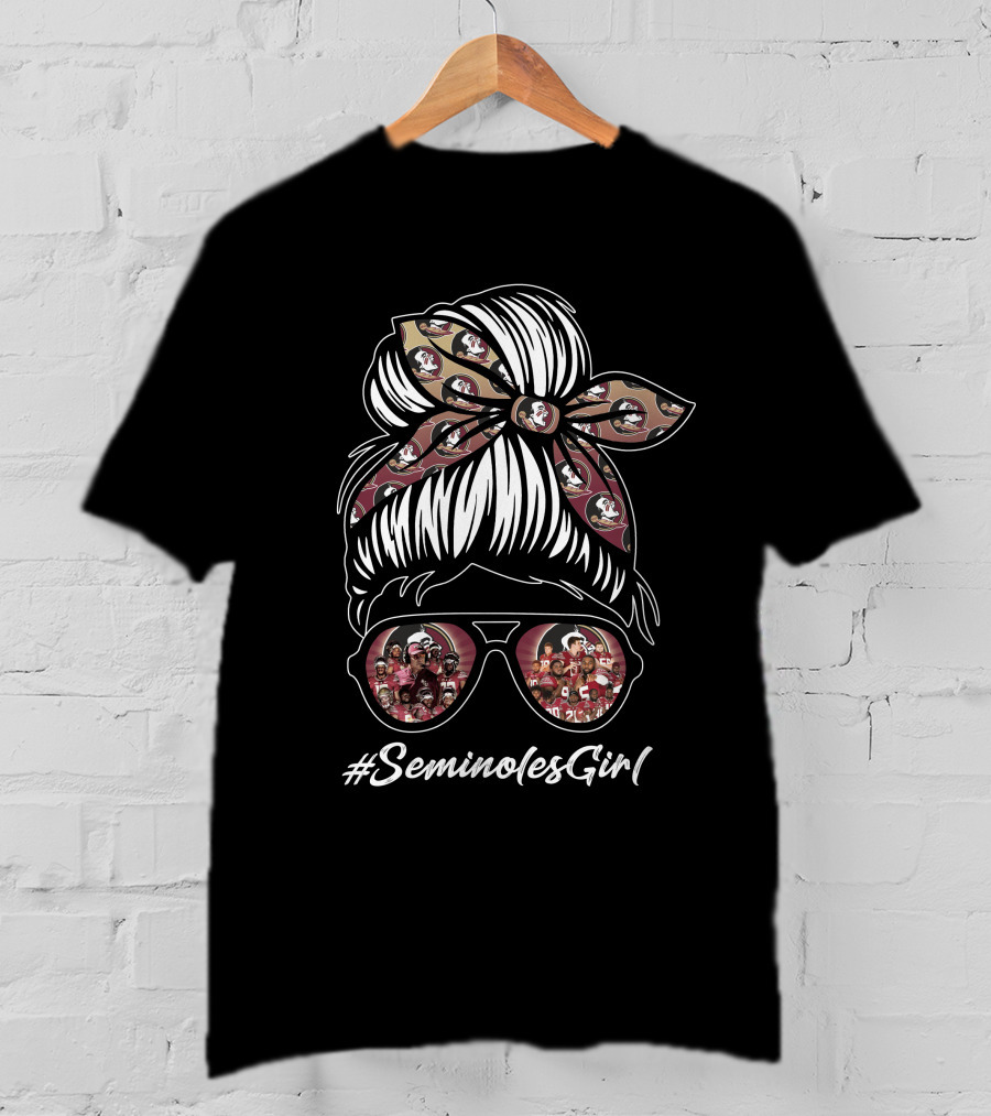 SeminolesGirl Florida State Fans Pattern Hair Bow Sunglasses T-Shirt
