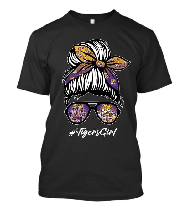 LSU Tigers Girl Football Spirit Fan Sunglasses And Bow T-Shirt