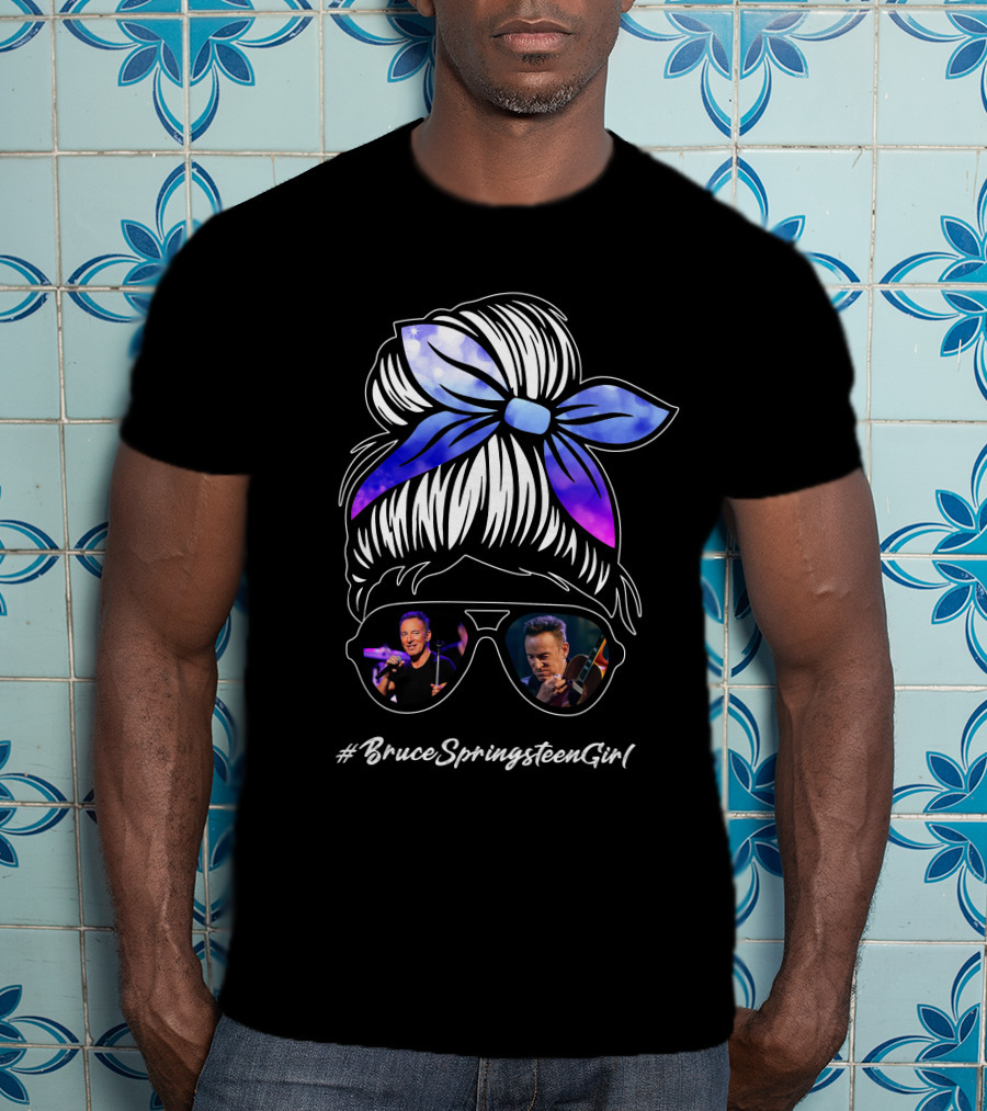 BruceSpringsteenGirl Enthusiast Style Sunglasses And Bow T-Shirt