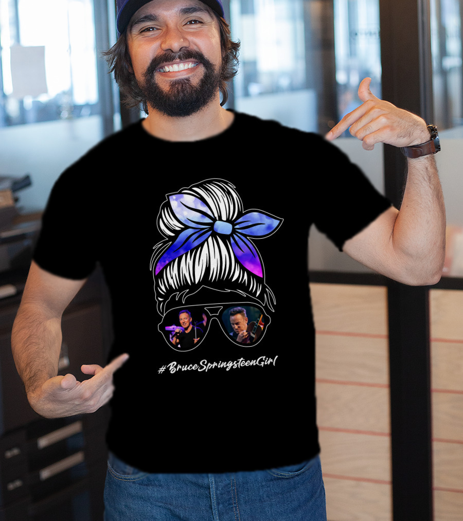 BruceSpringsteenGirl Enthusiast Style Sunglasses And Bow T-Shirt