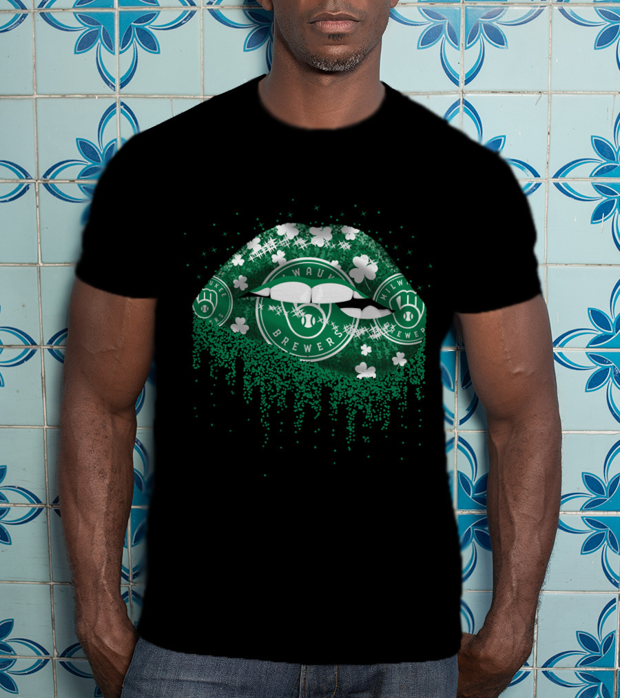 Milwaukee Brewers Green Lips Clover T-Shirt