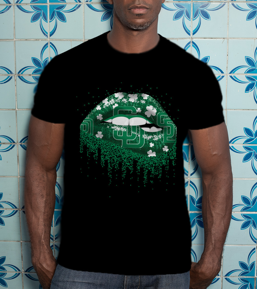 San Diego Padres Shamrock Green Lips Sparkle T-Shirt