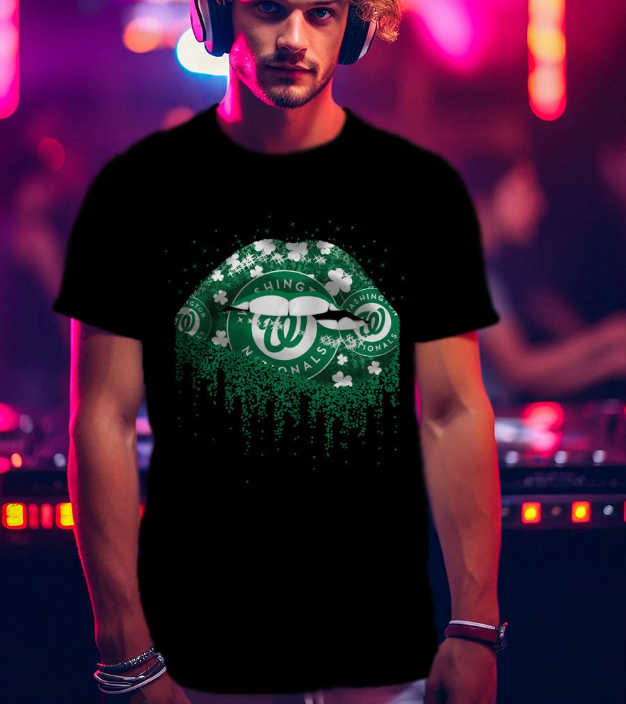 Washington Nationals Shamrock Lips Dripping Green Irish T-Shirt