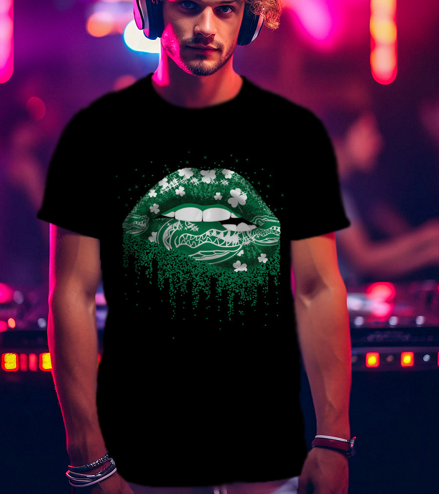 Florida Gators Lips With Green Shamrock St. Patrick’s Day T-Shirt