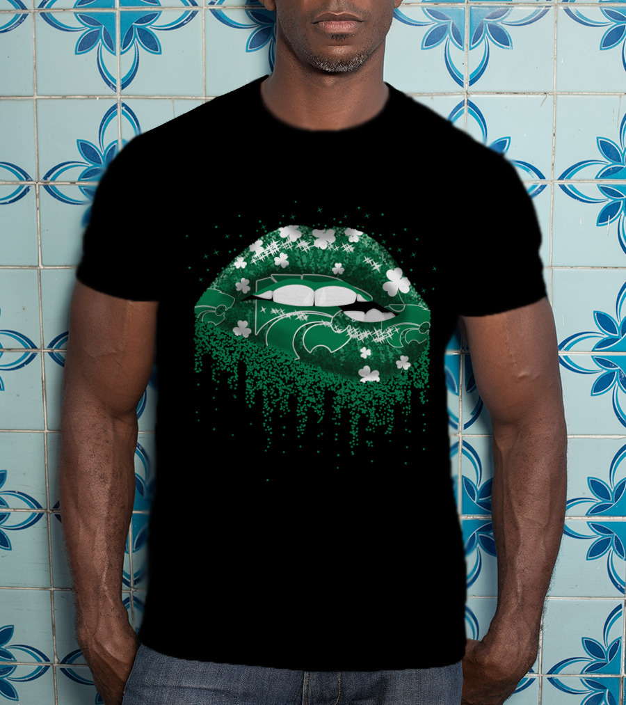 Kansas State Wildcats Green Shamrock Lips T-Shirt