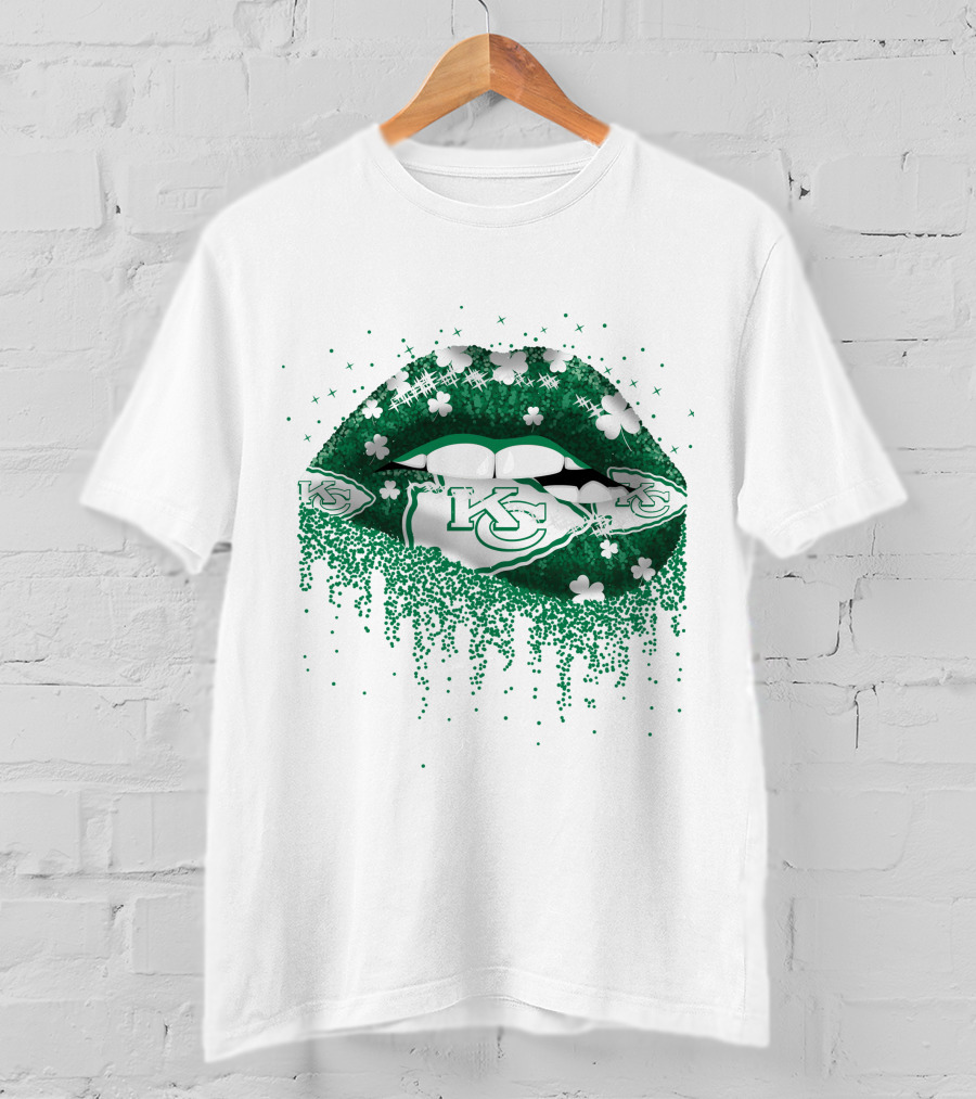 KC Chiefs Clover Lips St. Patrick's Day T-Shirt