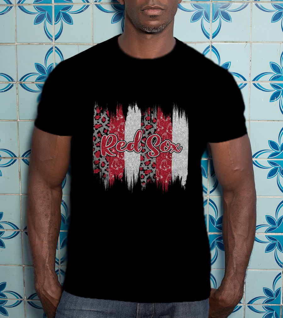Red Sox Glitter Brushstroke T-Shirt
